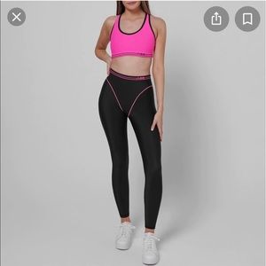 ADAM SELMAN SPORT FRENCH CUT LEGGINGS black and pink